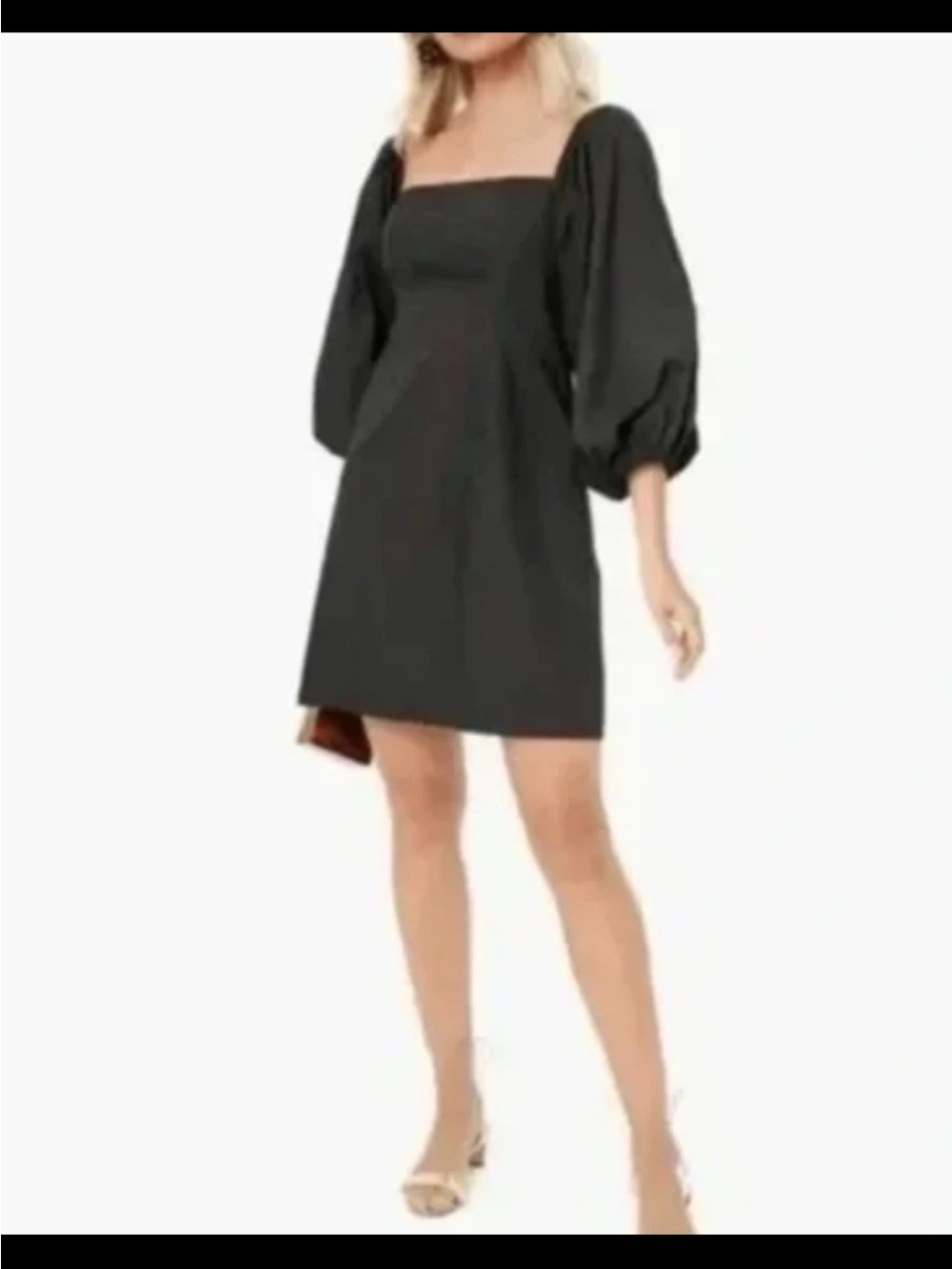 Tuckernuck Black Square-Neck Puff-Sleeve Mini Dress Pomander Place 2XL